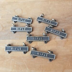 Vintage US Army Rifle Qualification Bar Silver Filled Oxidized Lot Of 7